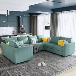 HONBAY Convertible Modular Sectional Sofa With Ottomans Polyester Fabric Sleeper Sectional Couch With Chaise And Storage 6 Seat Sectional Sofa For Living Room, Grey -Amazon Store 51QbwY GlL. AC 1