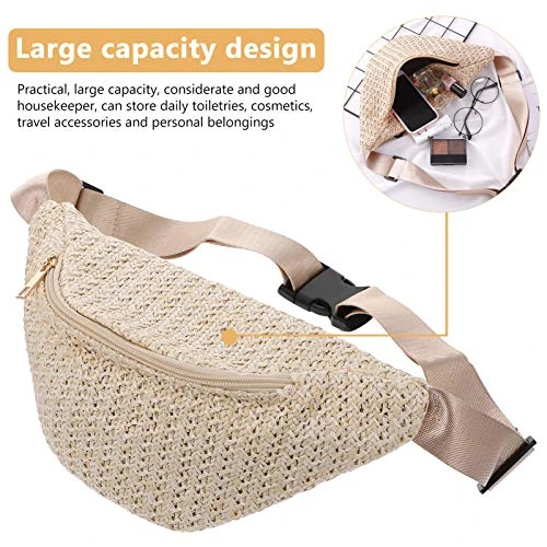1pc Summer Waist Bag Imitation Straw Woven Bag Chest Pouch Cross- Body Bag ( Color : Beige ) 8 1pc Summer Waist Bag Imitation Straw Woven Bag Chest Pouch Cross- Body Bag ( Color : Beige ) - Image 6