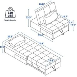 Cozy Castle Sleeper Chair, Convertible Chair Bed, 4 In 1 Ottoman Bed, Pullout Small Sofa Bed, Durable Linen Fabric Chaise Lounge, For Living Room, Brown -Amazon Store 51QifxlU6zL