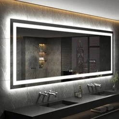 IOWVOE 60 X 36 Inch LED Mirror Backlit Bathroom Large Wall Mounted Vanity Makeup Mirror Dimmable Anti-Fog Lighted Mirror CRI 90 Adjustable Brightness 30 IOWVOE 60 X 36 Inch LED Mirror Backlit Bathroom Large Wall Mounted Vanity Makeup Mirror Dimmable Anti-Fog Lighted Mirror CRI 90 Adjustable Brightness -Amazon Store 51QnKr4YXgL. AC