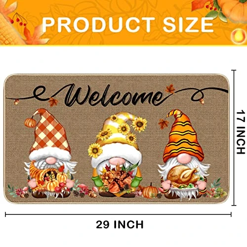 TREWAVE Fall Welcome Decorative Doormat Gnome Non-Slip And Washable Door Mat Pumpkin Sunflower Turkey Maple Leaf Fall Harvest Thanksgiving Floor Mat Indoor Outdoor 17 X 29 Inch 4 TREWAVE Fall Welcome Decorative Doormat Gnome Non-Slip And Washable Door Mat Pumpkin Sunflower Turkey Maple Leaf Fall Harvest Thanksgiving Floor Mat Indoor Outdoor 17 X 29 Inch - Image 2