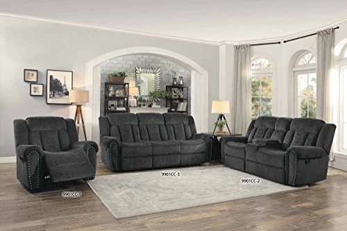 Homelegance Nutmeg Upholstered Double Reclining Loveseat With Console, Charcoal Gray 4 Homelegance Nutmeg Upholstered Double Reclining Loveseat With Console, Charcoal Gray - Image 2