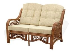 Malibu Lounge Set Of 4: 2 Natural Rattan Wicker Chairs, Loveseat With Cream Cushions And Coffee Table W/Glass Handmade, Colonial 14 Malibu Lounge Set Of 4: 2 Natural Rattan Wicker Chairs, Loveseat With Cream Cushions And Coffee Table W/Glass Handmade, Colonial -Amazon Store 51QqTm0eilL
