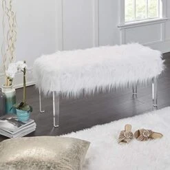 Silverwood Vanessa Fur Storage Bench, White -Amazon Store 51Qr29SsMlL