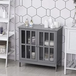 Kleankin Sideboard Buffet, Storage Cabinet Cupboard With 2 Doors, Credenza For Multifunction In Kitchen, Console, Living Room, Gray -Amazon Store 51QwTf6wVTL