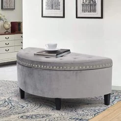 Joveco 43.5" Storage Bench- Velvet Half Moon Ottoman- Tufted Storage Ottoman With Rivet- Half Moon Storage Ottoman- Toy Chests & Storage Bench For Bedroom And Entryway (Gray) 18 Joveco 43.5" Storage Bench- Velvet Half Moon Ottoman- Tufted Storage Ottoman With Rivet- Half Moon Storage Ottoman- Toy Chests & Storage Bench For Bedroom And Entryway (Gray) -Amazon Store 51QyA9QCD0L