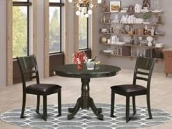 East West Furniture HLLY5-CAP-LC 5 Piece Kitchen Table Set For 4 Includes A Round Dining Room Table With Pedestal And 4 Faux Leather Upholstered Dining Chairs, 42x42 Inch, Cappuccino 14 East West Furniture HLLY5-CAP-LC 5 Piece Kitchen Table Set For 4 Includes A Round Dining Room Table With Pedestal And 4 Faux Leather Upholstered Dining Chairs, 42x42 Inch, Cappuccino -Amazon Store 51R0Rt8j5aL. AC