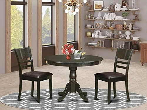 East West Furniture HLLY5-CAP-LC 5 Piece Kitchen Table Set For 4 Includes A Round Dining Room Table With Pedestal And 4 Faux Leather Upholstered Dining Chairs, 42x42 Inch, Cappuccino 7 East West Furniture HLLY5-CAP-LC 5 Piece Kitchen Table Set For 4 Includes A Round Dining Room Table With Pedestal And 4 Faux Leather Upholstered Dining Chairs, 42x42 Inch, Cappuccino - Image 5