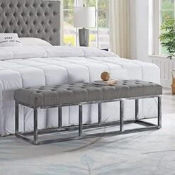 24KF Upholstered Tufted Long Bench Seats With Metal Frame Leg, Linen Bench Ottoman With Padded Seat-Linen -Amazon Store 51R8uVTLnL. AC