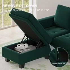 Belffin Velvet U Shaped Sectional Sofa Couch With Storage Ottoman Convertibel Sectional Sofa With Reversible Chaises Green -Amazon Store 51RBPD6FxcL