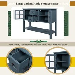 LUMISOL Rustic Buffet Sideboard Table Console Table, Kitchen Cabinet With Two Drawers, Two Cabinets And 1 Shelf For Living Room (Blue) 18 LUMISOL Rustic Buffet Sideboard Table Console Table, Kitchen Cabinet With Two Drawers, Two Cabinets And 1 Shelf For Living Room (Blue) -Amazon Store 51RBcMCG90L