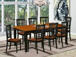EAST WEST FURNITURE 9 PC Dining Room Set-Dining Table With 8 Wooden Dining Chairs -Amazon Store 51RCVQCZGNL. AC