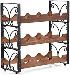 X-cosrack Rustic 3 Tier Stackable Wine Rack Freestanding 12 Bottles Organizer Holder Stand Countertop Liquor Storage Shelf Solid Wood & Iron 17" L X 7.2" W X 16.5" H-Patent Design 15 X-cosrack Rustic 3 Tier Stackable Wine Rack Freestanding 12 Bottles Organizer Holder Stand Countertop Liquor Storage Shelf Solid Wood & Iron 17" L X 7.2" W X 16.5" H-Patent Design -Amazon Store 51RDZKc5QL. AC