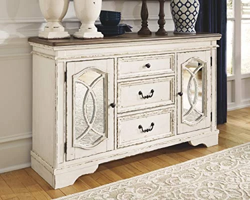 Signature Design By Ashley Realyn French Country Distressed -Dining Room Buffet Or Server, Chipped White 4 Signature Design By Ashley Realyn French Country Distressed -Dining Room Buffet Or Server, Chipped White - Image 2