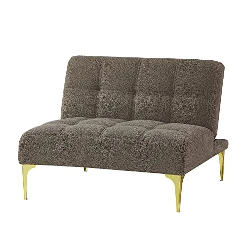 FULife 35.5" Futon Sofa Convertible Sleeper Bed Daybed Single Sofá Chair,Folding Recliner,Armless Couches With Gold Metal Legs Teddy Fabric For Living Room Apartment Office Space Furniture Set, Taupe 5 FULife 35.5" Futon Sofa Convertible Sleeper Bed Daybed Single Sofá Chair,Folding Recliner,Armless Couches With Gold Metal Legs Teddy Fabric For Living Room Apartment Office Space Furniture Set, Taupe - Image 3