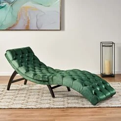 Christopher Knight Home Garret Tufted Velvet Chaise Lounge, Emerald / Dark Brown 8 Christopher Knight Home Garret Tufted Velvet Chaise Lounge, Emerald / Dark Brown -Amazon Store 51RGrnm5MUL