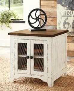 Signature Design By Ashley Wystfield Farmhouse End Table With Storage, Distressed White & Brown Finish -Amazon Store 51RIom150NL