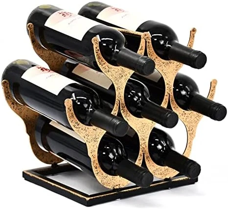 Aayla Wine Holder Rack - Metal Gold Tabletop Wine Bottle Holders, Holds 5 Wine Bottles, Assembly Required, For Wine Lovers To Store The Wine Collection 7 Aayla Wine Holder Rack - Metal Gold Tabletop Wine Bottle Holders, Holds 5 Wine Bottles, Assembly Required, For Wine Lovers To Store The Wine Collection - Image 5