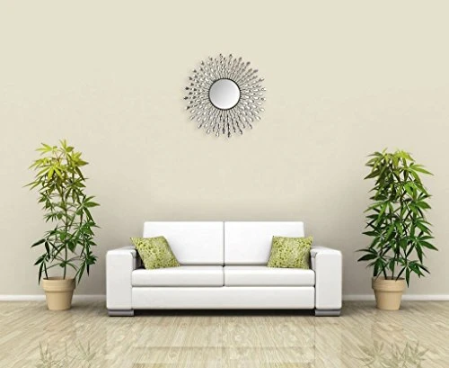 Lulu Decor, 23.50" Crystal Drop Wall Mirror, 9" Round Beveled Mirror Handmade For Living Room & Bedroom 4 Lulu Decor, 23.50" Crystal Drop Wall Mirror, 9" Round Beveled Mirror Handmade For Living Room & Bedroom - Image 2