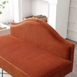 Homtique Velvet Loveseat & Accent Chair 3 Piece Set, Modern Upholstered Living Room Furniture Set, Armless Loveseat Settee With Gold Metal Legs, For Small Space, Bedroom, Apartment, Orange -Amazon Store 51RYRGHLIYL