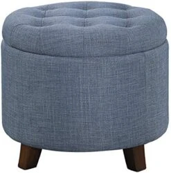 Lexicon Avon Round Tufted Fabric Storage Accent Ottoman, 20" W, Blue -Amazon Store 51RaQyTmhQL. AC