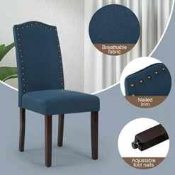LSSPAID Dining Chairs Set Of 4, High Back Fabric Upholstered Parsons Dining Room Chairs, Nail Head Trim Dining Chair, Turquoise -Amazon Store 51RdJjUreoL
