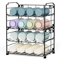 Kcysta Water Bottle Organizer, Adjustable Water Bottle Holder, Stackable Water Bottle Rack, Black