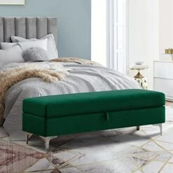 Mikibama Velvet Storage Bench Long End Of Bed Ottoman Benches For Bedroom Upholstered Rectangle Entryway Window Bench Footstool Simplistic With Metal Legs (Gray) 20 Mikibama Velvet Storage Bench Long End Of Bed Ottoman Benches For Bedroom Upholstered Rectangle Entryway Window Bench Footstool Simplistic With Metal Legs (Gray) -Amazon Store 51RoNeEY5L. AC
