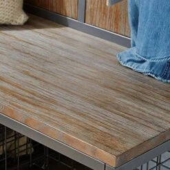 Homestyles Barnside Metro Hall Tree Constructed Of Mixes Media, Gray Metal Frame With Multi-toned Driftwood Finish With Two Large Storage Baskets And Four Hooks -Amazon Store 51RpGpm3U1L