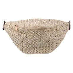 1pc Summer Waist Bag Imitation Straw Woven Bag Chest Pouch Cross- Body Bag ( Color : Beige )
