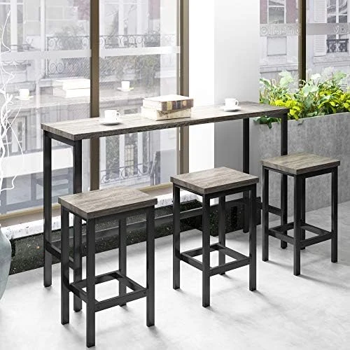 Merax Counter Height Pub Table Set With 3 Stools, Bar Table And Chair Set 4-Piece Dining Table Set With Metal Frame 12 Merax Counter Height Pub Table Set With 3 Stools, Bar Table And Chair Set 4-Piece Dining Table Set With Metal Frame - Image 10