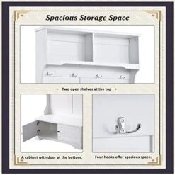 40" Hall Tree With Bench And Shoe Storage, 3 In 1 Entryway Bench With Coat Rack And 4 Double Hooks, Mud Room Organization With 2 Open Shelves, Entryway Furniture With Storage Cabinet For Hallway -Amazon Store 51RuoB9fbiL