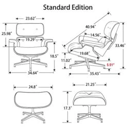 GENERIC Mid Century Lounge Chair With Ottoman, Genuine Leather Classic Modern Chair With 8-Layer Palisander Wood And Aluminum Base For Living Room Office Study Lounge (Palisander And White, Standard Size) 18 GENERIC Mid Century Lounge Chair With Ottoman, Genuine Leather Classic Modern Chair With 8-Layer Palisander Wood And Aluminum Base For Living Room Office Study Lounge (Palisander And White, Standard Size) -Amazon Store 51SB7kvCqyL