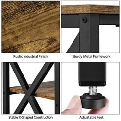 Yaheetech Industrial TV Stand For TV Up To 65 Inch, 55" TV Cabinet With 3 Tier Storage Shelves For Living Room, Entertainment Center TV Console Table With Metal Frame, Rustic Brown -Amazon Store 51SCjHAptnS