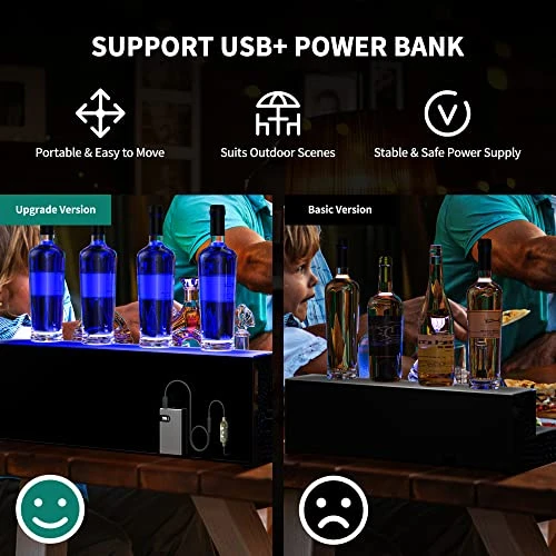 YITAHOME LED Lighted Liquor Bottle Display Shelf Supports USB & Power Bank, 3-Step 40-inch Bar Liquor Alcohol Shelf For Home Decoration Counter Party, Acrylic Whiskey Rack Stand With Remote & App Control 4 YITAHOME LED Lighted Liquor Bottle Display Shelf Supports USB & Power Bank, 3-Step 40-inch Bar Liquor Alcohol Shelf For Home Decoration Counter Party, Acrylic Whiskey Rack Stand With Remote & App Control - Image 2