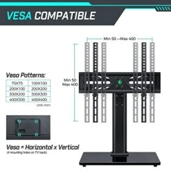 Greenstell TV Stand With Power Outlet, Universal TV Mount Stand For 27-55 Inch, TVs - Height Adjustable, Swivel Table Top TV Stand With Tempered Glass Base, Holds Up To 88 LBs, Max VESA 400x400mm -Amazon Store 51SY3Bwo9DL