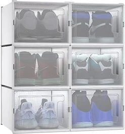YITAHOME XL Shoe Storage Box, Set Of 12 Shoe Storage Lightweight Plastic Organizers Stackable Shoe Storage Box Rack Containers Drawers - White/X-Large Size -Amazon Store 51SeNn6PubL. AC