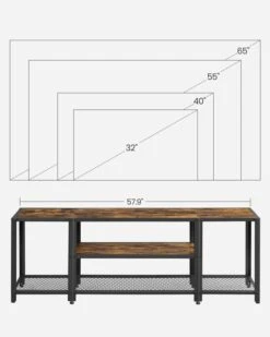 VASAGLE Modern TV Stand For TVs Up To 65 Inches, 3-Tier Entertainment Center, Industrial TV Console Table With Open Storage Shelves, For Living Room, Bedroom, Rustic Brown And Black ULTV097B01 -Amazon Store 51SgZZc570L