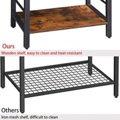 VIMBER Baker's Rack, Microwave Stand, Coffee Bar, 4-Tier Kitchen Storage Rack With 8 Hooks And Metal Frame, And Shelves, For Spices, Pots, And Pans, Rustic Brown And Black UCSJ002V1 12 VIMBER Baker's Rack, Microwave Stand, Coffee Bar, 4-Tier Kitchen Storage Rack With 8 Hooks And Metal Frame, And Shelves, For Spices, Pots, And Pans, Rustic Brown And Black UCSJ002V1 -Amazon Store 51SgzbN4vqL