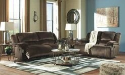 Signature Design By Ashley Clonmel Contemporary Pull-Tab Reclining Love Seats, Manual Loveseat, Brown -Amazon Store 51SmNlogY4L
