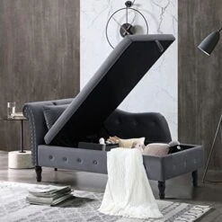 Velvet Chaise Lounge Indoor Chair With Pillow, Button Tufted Right Arm Facing Lounge Chair Bed With Nailhead Trim And Turned Legs, Modern Sleeper Sofa Couch For Living Room Bedroom Office (Rose) -Amazon Store 51SoWe6nBML. AC