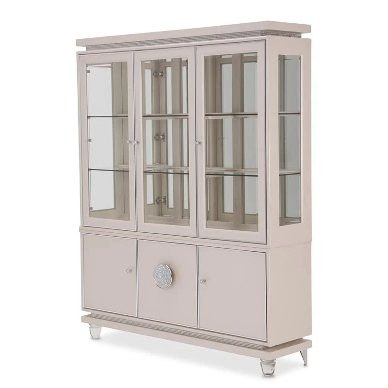 Michael Amini Glimmering Heights Wood & Glass China Cabinet In Ivory 3 Michael Amini Glimmering Heights Wood & Glass China Cabinet In Ivory