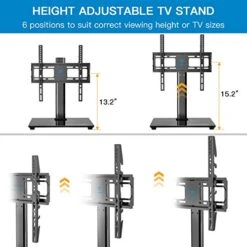 PERLESMITH Swivel Universal TV Stand/Base - Table Top TV Stand For 32-60 Inch LCD LED TVs - Height Adjustable TV Mount Stand With Tempered Glass Base, VESA 400x400mm, Holds Up To 88lbs PSTVS09 -Amazon Store 51SwZ7dgqwL