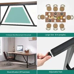 YITAHOME 70.8 X 35.4 Inch Large Wood Dining Table For 6-8, Industrial Kitchen Table With Metal Frame, Rectangular Farmhouse Dinner Table For Kitchen, Dinning Room, Living Room -Amazon Store 51SzrIWPbzL