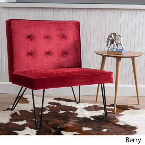 Christopher Knight Home Darrow Velvet Modern Armless Chair, Berry 5 Christopher Knight Home Darrow Velvet Modern Armless Chair, Berry - Image 4