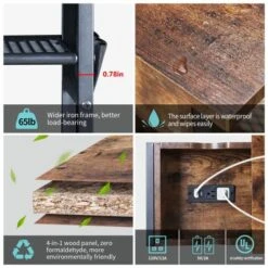 Novson End Table With Charging Station Side Table With USB Ports And Outlets Narrow Nightstand For Small Spaces, Bedside Table With Storage Shelf For Living Room, Bedroom,Rustic Brown -Amazon Store 51TEqO6LJvL