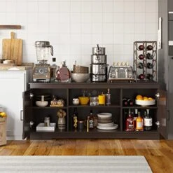 YITAHOME Buffet Cabinet, Farmhouse Sideboard Buffet Storage Cabinet With Barn Door Coffee Bar Cabinet With Capacity 300 Lbs For Home Dinning Living Room, Espresso -Amazon Store 51TNHWszBuL