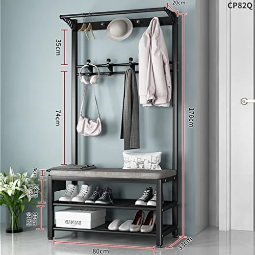 YAWEDA Hall Trees With Bench And 10 Hooks Entryway Coat Racks Shoe Bench Industrial Entryway Home Furniture Storage Shelf Organizer Accent Furniture With Metal Frame 5 YAWEDA Hall Trees With Bench And 10 Hooks Entryway Coat Racks Shoe Bench Industrial Entryway Home Furniture Storage Shelf Organizer Accent Furniture With Metal Frame - Image 3