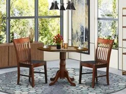 East West Furniture DLNO3-MAH-W Dining Table Set, 3-Piece