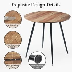 FMD 31.5 Inch Industrial Round Dining Table For 2, Small Wood Circle Table With Black Metal Legs For Kitchen Living Room -Amazon Store 51Tf9vcI7uL